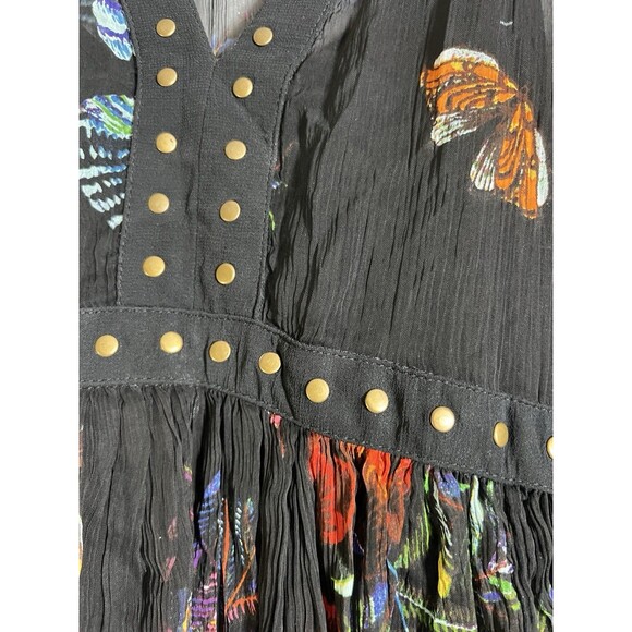 Maeve Anthro Nighttime Florals Sheer Lined Chiffon Studded Mini Dress 4 - Picture 4 of 10